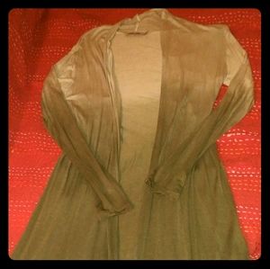 Olive green ombre open cotton lightweight sweater